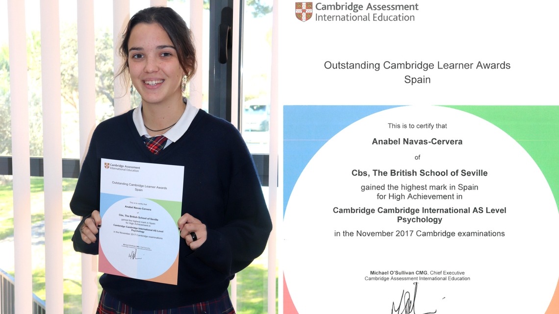 Anabel Navas-Cervera, nota más alta de España en High Achievement in Cambridge International AS Level Psychology