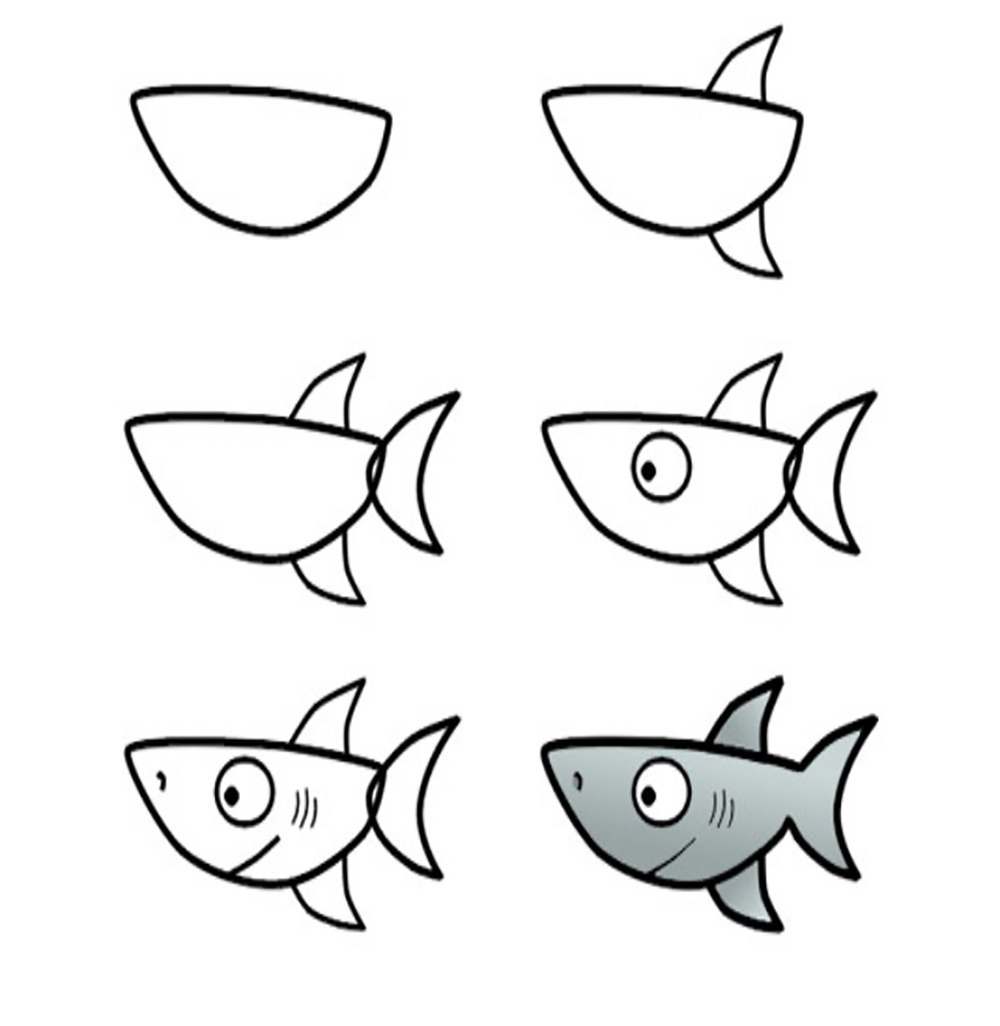 Cómo dibujar un tiburón de forma fácil 